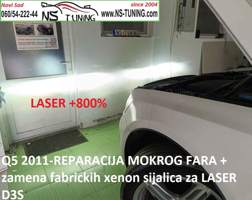 audi q5 2010 2011 napuklo staklo fara zamena reparacija servis farova novi sad led laser d3s sijalica